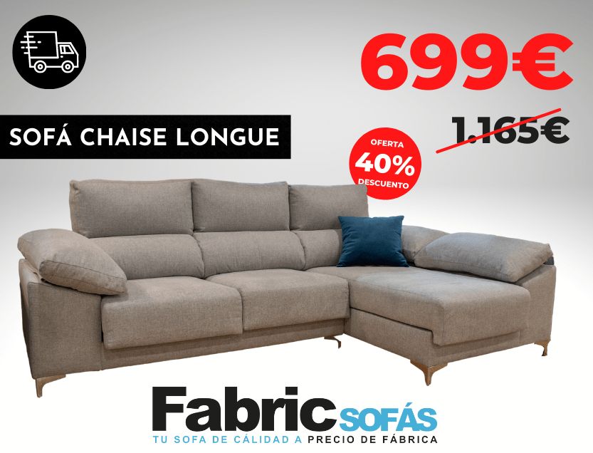 oferta sofa chaise longue marron