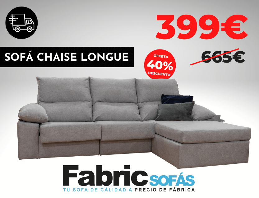 oferta sofa chaise longue gris